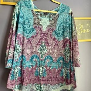 Unity world war purple and teal blouse